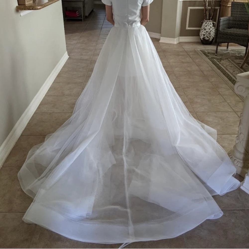 Lazaro Detachable Shimmer Tulle Overlay